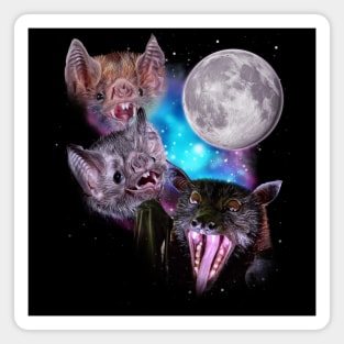 Three Bats Howl at the Moon Magnet